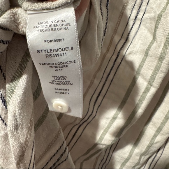 NWT Splendid Beige and Green Priya Button Down Striped Blouse | XL - Picture 7 of 7